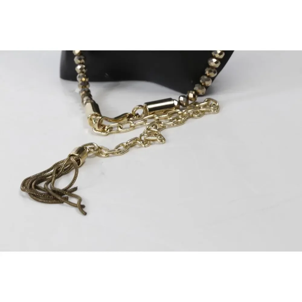 Metallic Gold Beaded Convertible Chain Belt Long Layered Necklace Tassel